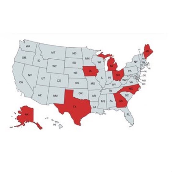 Map highlighting competitive states in the United States